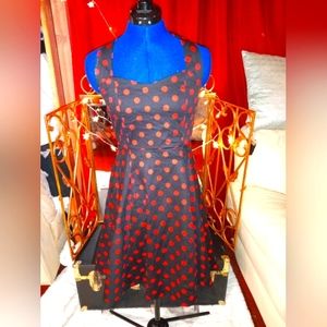 Pin-up girl Black and red polka dot halter dress